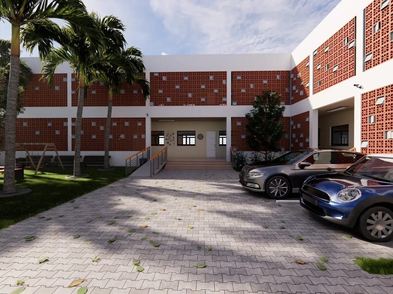 Façade moucharabieh de l'Institut Islamique conçue par Ecogen BTP