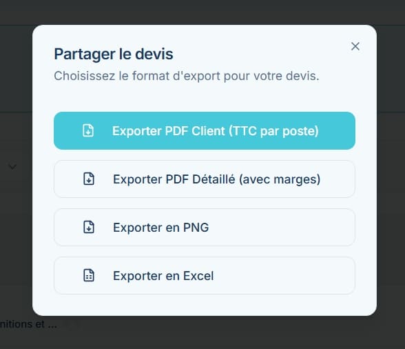 Exports Ecogen Nexus : PDF client, PDF détaillé par lot, image PNG et fichier Excel