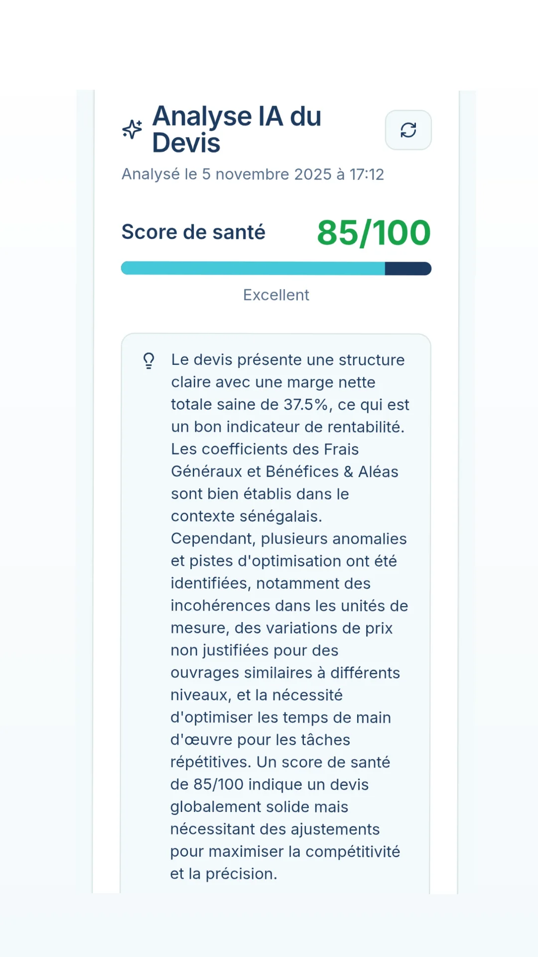 Nexus AI détecte une erreur de chiffrage dans un devis BTP
