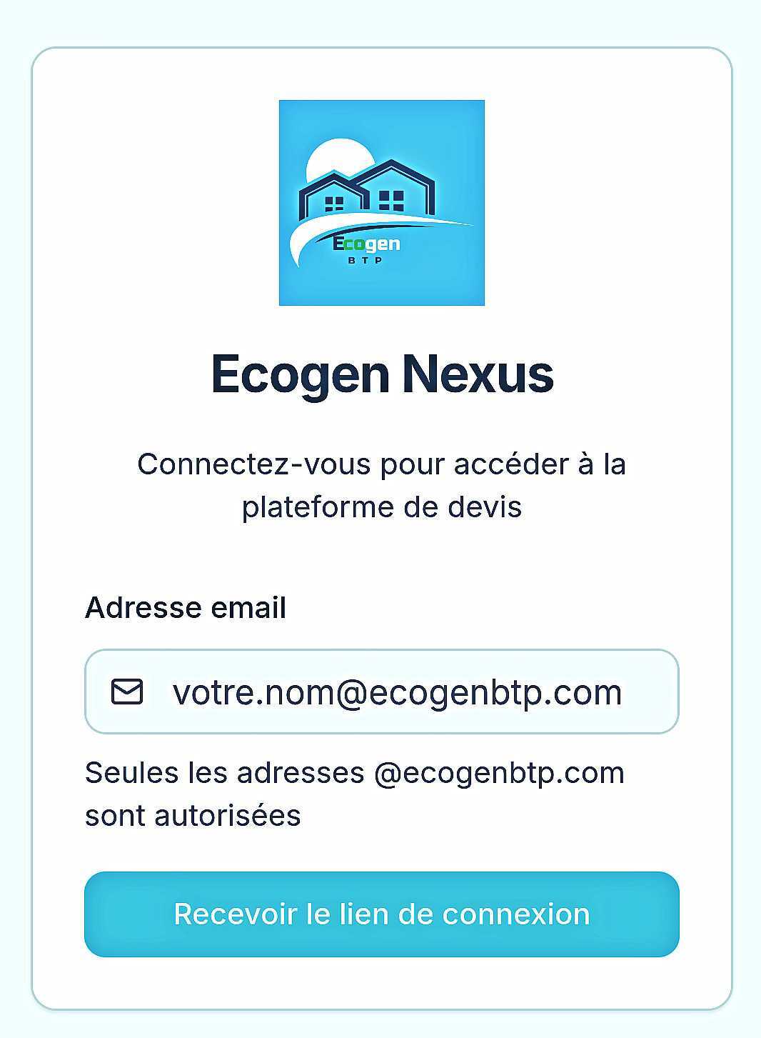 Connexion à Ecogen Nexus, logiciel de devis BTP